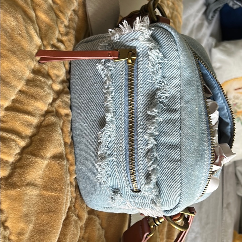 Universal Thread Distressed Blue and Brown Crossbody Bag
